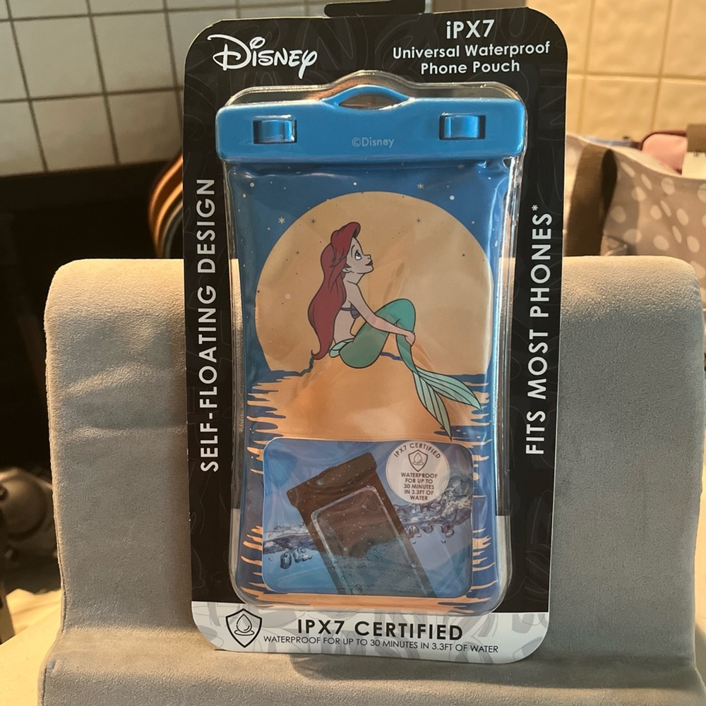 Disney Blue Waterproof Phone Pouch with lanyard. Ipx7